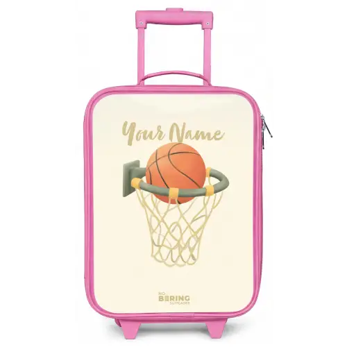 Basketbal in neutrale kleuren Kinderkoffer - Roze klein -zz3dotto