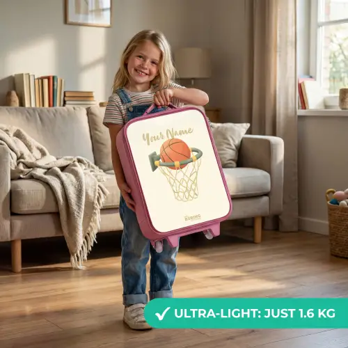 Basketbal in neutrale kleuren Kinderkoffer - Roze klein -sfeer2_EN
