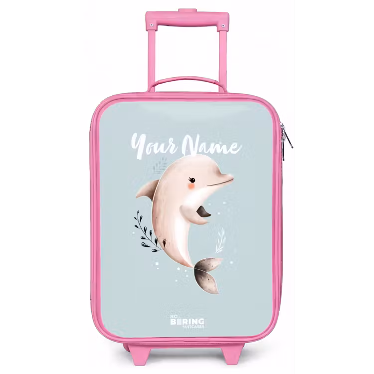 Beige dolfijn in blauw water Kinderkoffer - Roze klein -zz3dotto
