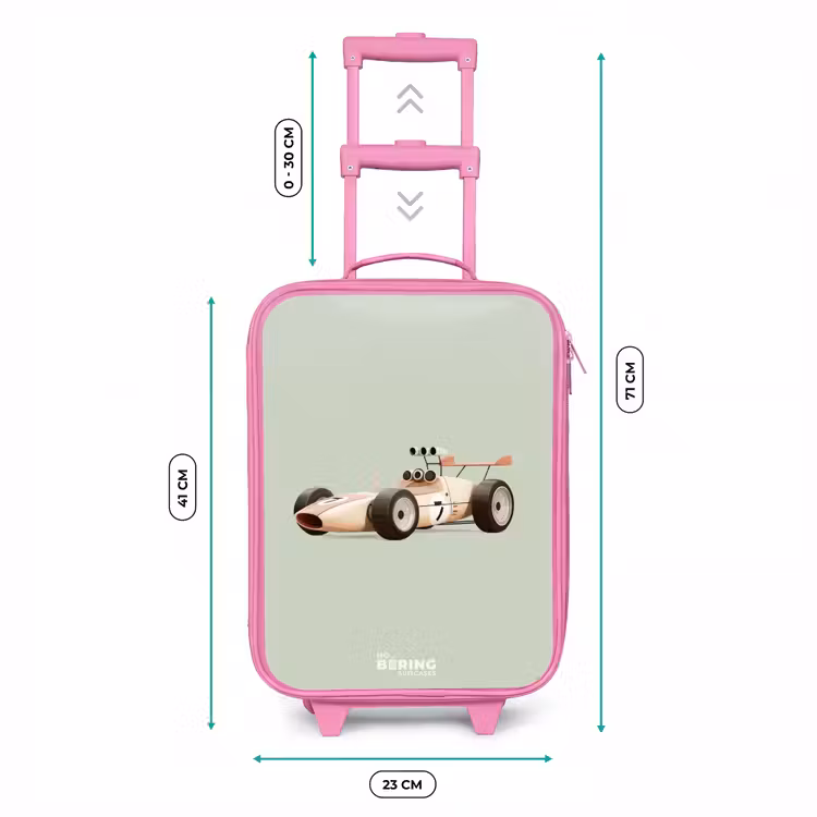 Beige retro raceauto op groen achtergrond Kinderkoffer - Roze klein -productfoto_formaten