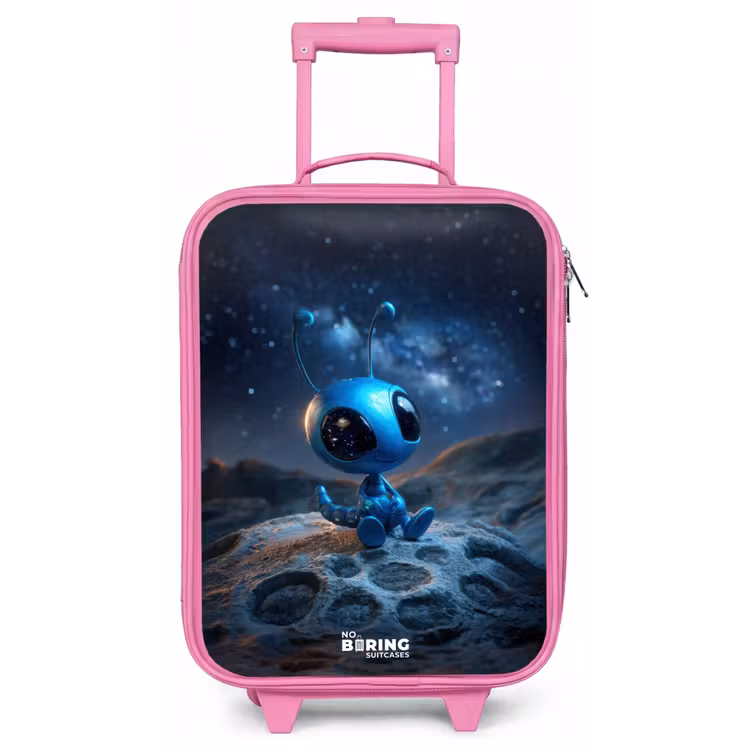 Blauw buitenaards wezentje onder sterrenhemel Kinderkoffer - Roze klein -zz3dotto