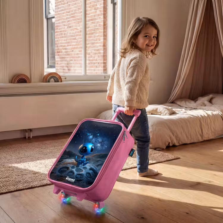 Blauw buitenaards wezentje onder sterrenhemel Kinderkoffer - Roze klein -sfeer1