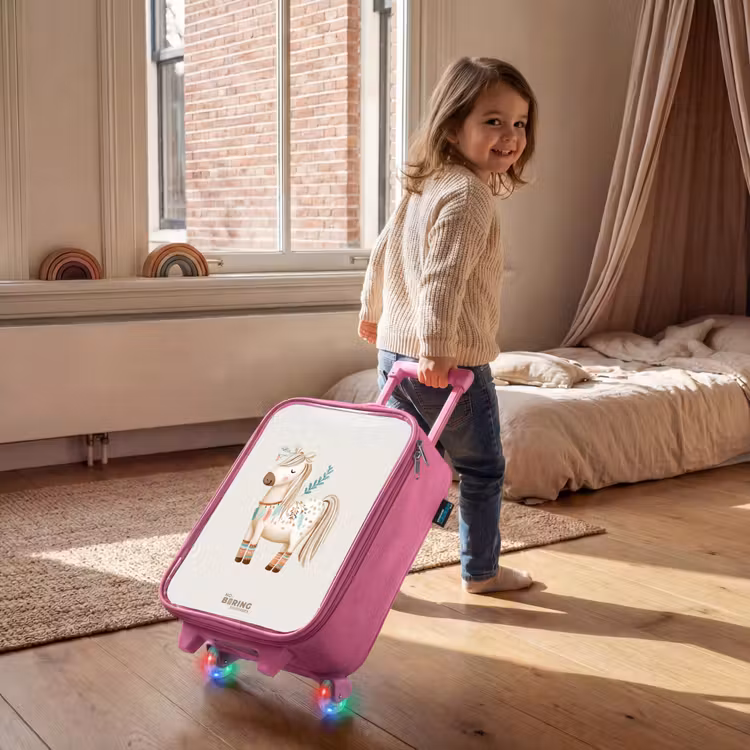 Bohemian paard in beige tinten Kinderkoffer - Roze klein -sfeer1