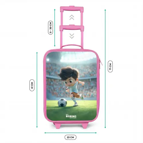 Jongen - Voetbal - Stadion - Zonlicht Kinderkoffer - Roze klein -productfoto_formaten
