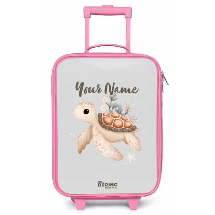 Bruine zeeschildpad in pastel onderwaterwereld Kinderkoffer - Roze klein -zz3dotto