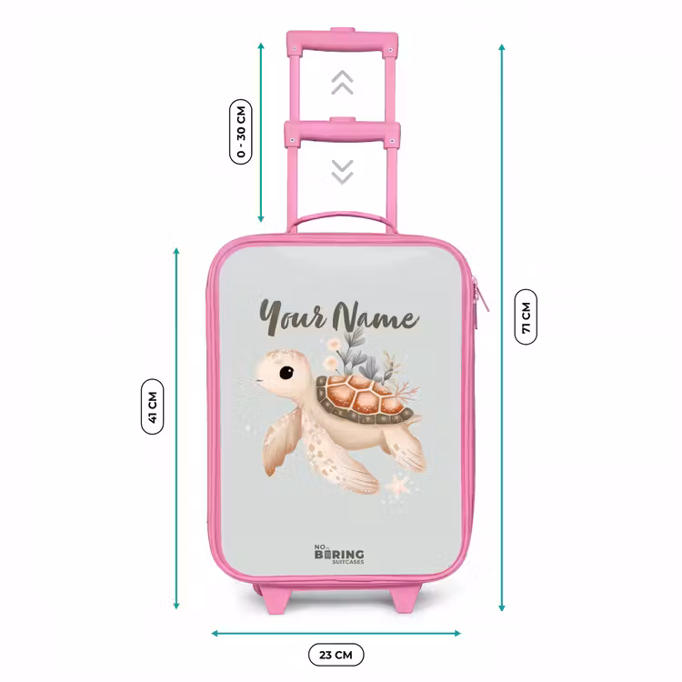 Bruine zeeschildpad in pastel onderwaterwereld Kinderkoffer - Roze klein -productfoto_formaten