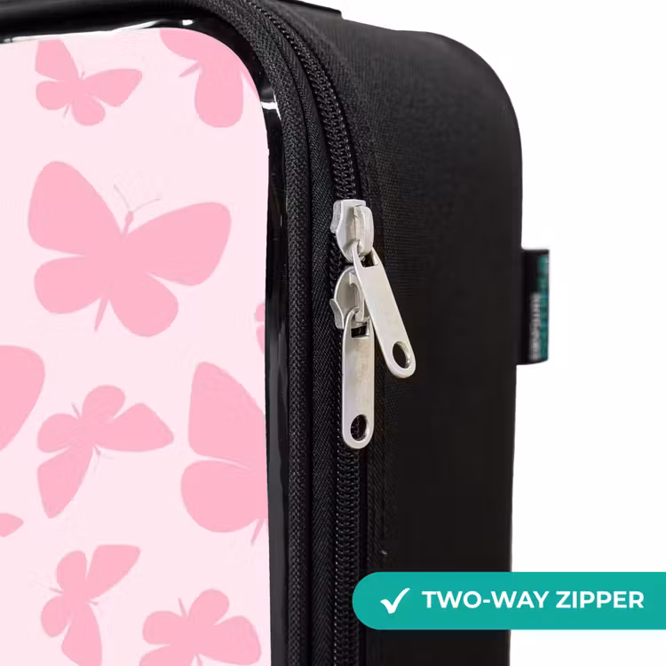 Roze vlinders Kinderkoffer - Zwart klein -rits_UK
