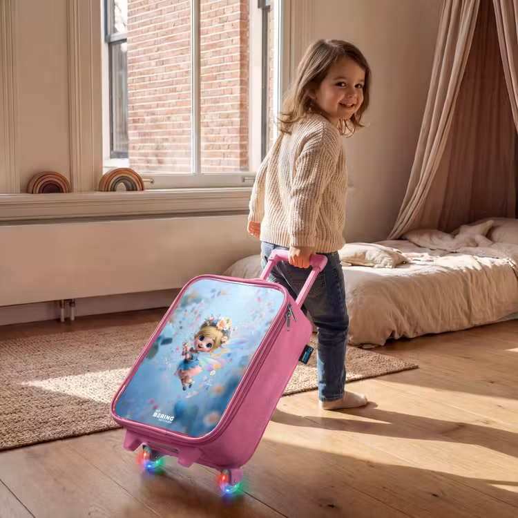 Vlinderfee in Bloemenlucht Kinderkoffer - Roze klein -sfeer1