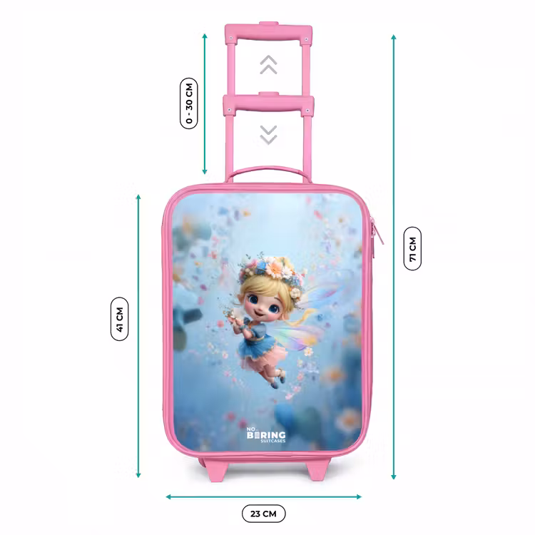 Vlinderfee in Bloemenlucht Kinderkoffer - Roze klein -productfoto_formaten
