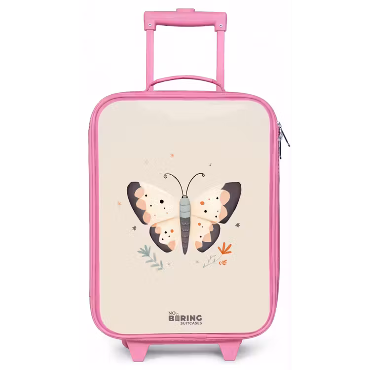 Vlinder in neutrale pastel kleuren Kinderkoffer - Roze klein -zz3dotto