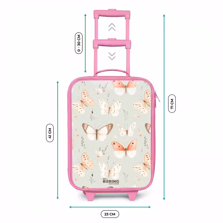 Vlinder patroon in zachte oranje en rode tinten Kinderkoffer - Roze klein -productfoto_formaten