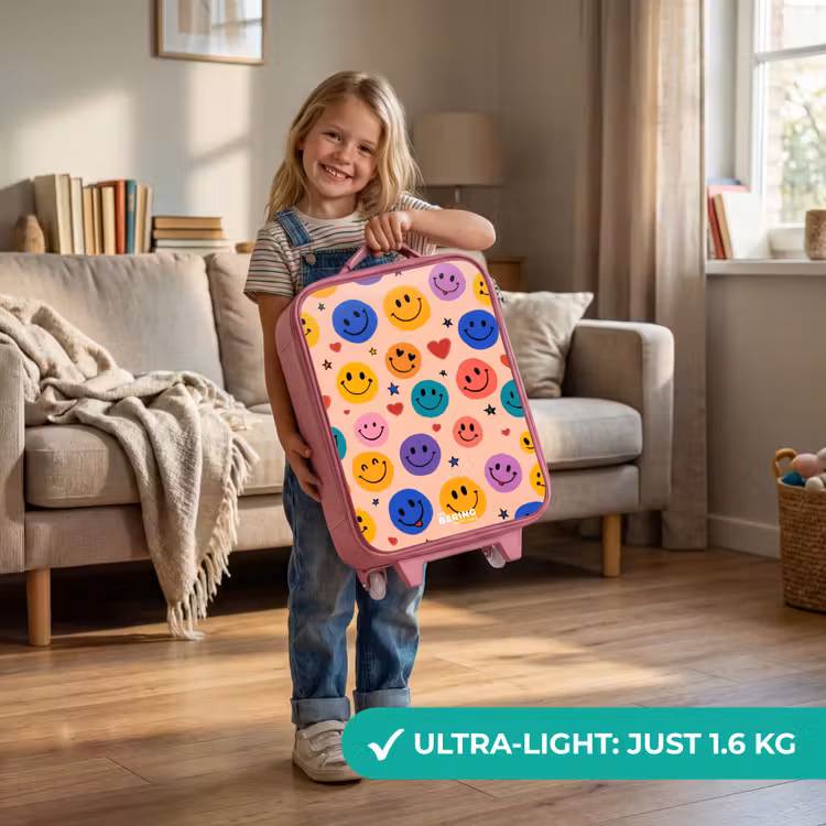 Vrolijk Smiley-patroon Kinderkoffer - Roze klein -sfeer2_EN