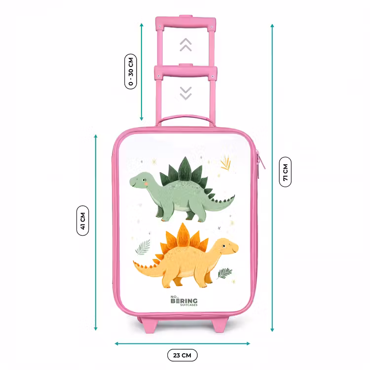 Vrolijke stegosaurusvrienden Kinderkoffer - Roze klein -productfoto_formaten