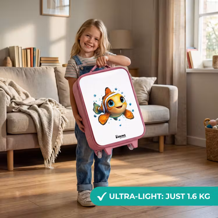 Clownvis met bellen op witte achtergrond Kinderkoffer - Roze klein -sfeer2_EN