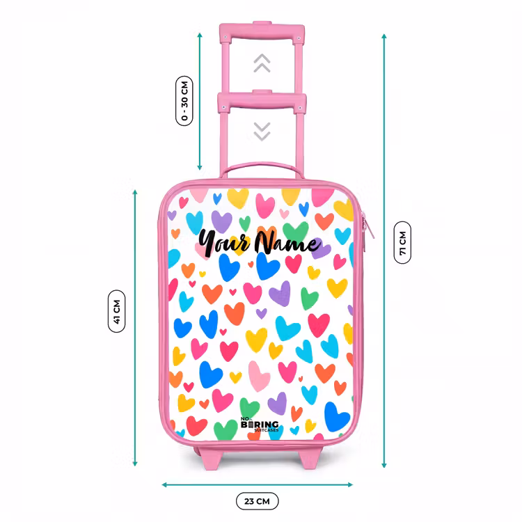 Gekleurde hartjes Kinderkoffer - Roze klein -productfoto_formaten