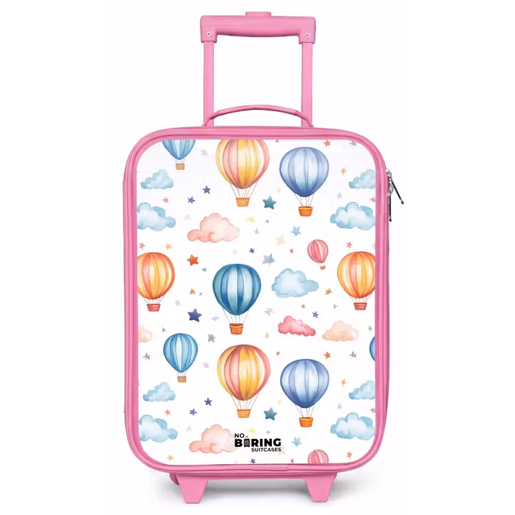 Gekleurde luchtballonnen met sterren en wolken Kinderkoffer - Roze klein -zz3dotto