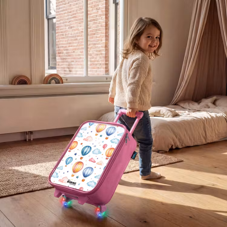 Gekleurde luchtballonnen met sterren en wolken Kinderkoffer - Roze klein -sfeer1
