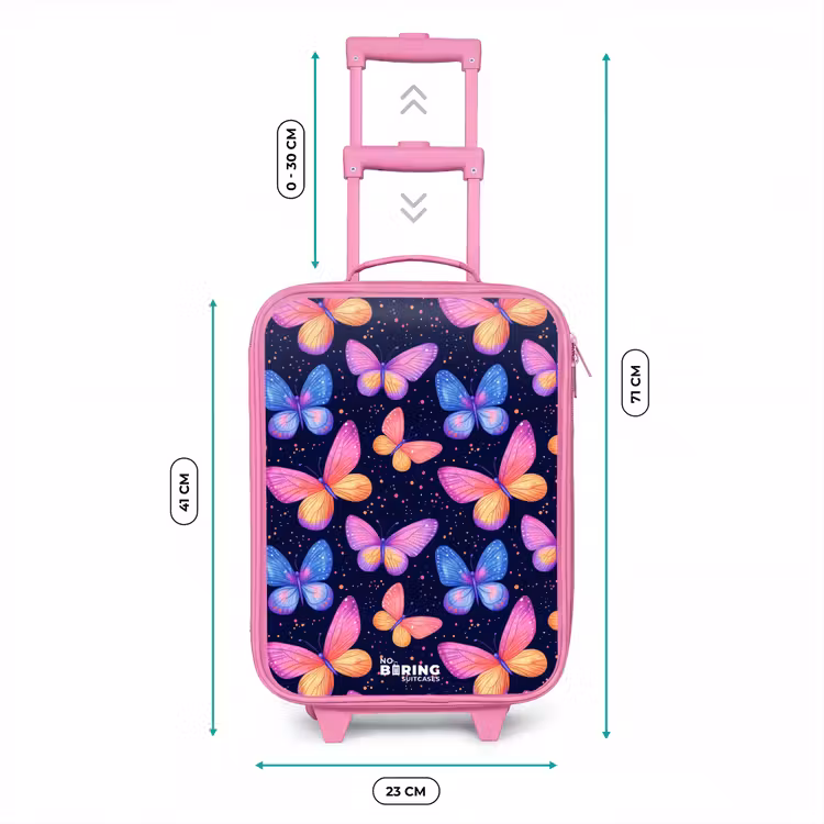 Kleurrijke vlinders in roze en blauw Kinderkoffer - Roze klein -productfoto_formaten