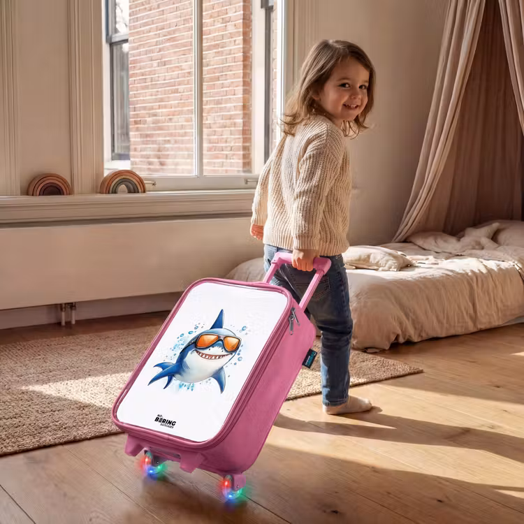 Coole haai met zonnebril in het water Kinderkoffer - Roze klein -sfeer1