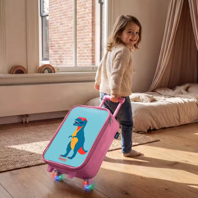 Coole T. rex met zonnebril Kinderkoffer - Roze klein -sfeer1