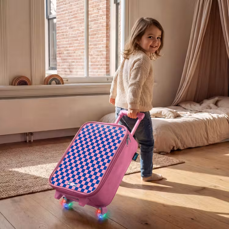Blokjes - Blauw - Roze Kinderkoffer - Roze klein -sfeer1