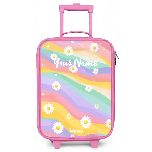 Madeliefjes op regenboogachtergrond Kinderkoffer - Roze klein -zz3dotto