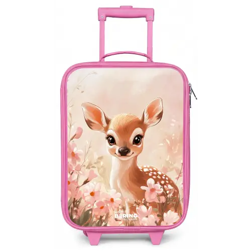 Hertje - Ogen - Stippen - Bloemen Kinderkoffer - Roze klein -zz3dotto