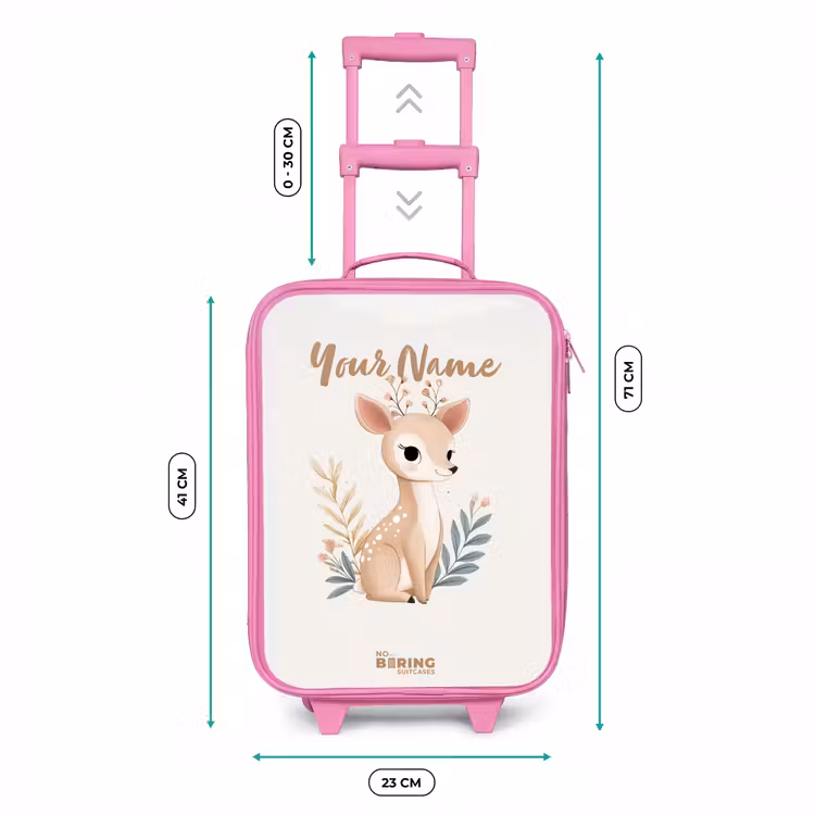 Hertje omringd door planten in beige tinten Kinderkoffer - Roze klein -productfoto_formaten