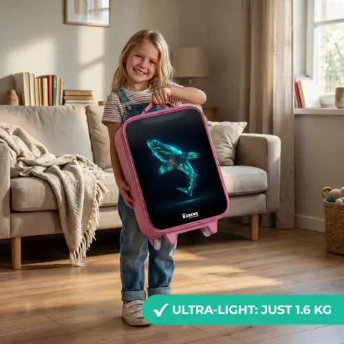Digitale haaienkracht Kinderkoffer - Roze klein -sfeer2_EN