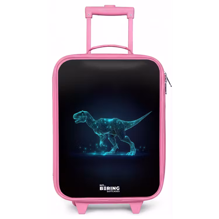 Digitale T-Rex in blauw lichtveld Kinderkoffer - Roze klein -zz3dotto