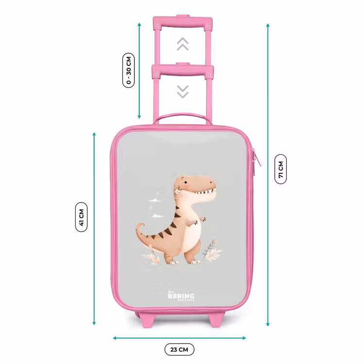 Dino in beige en grijze kleuren Kinderkoffer - Roze klein -productfoto_formaten