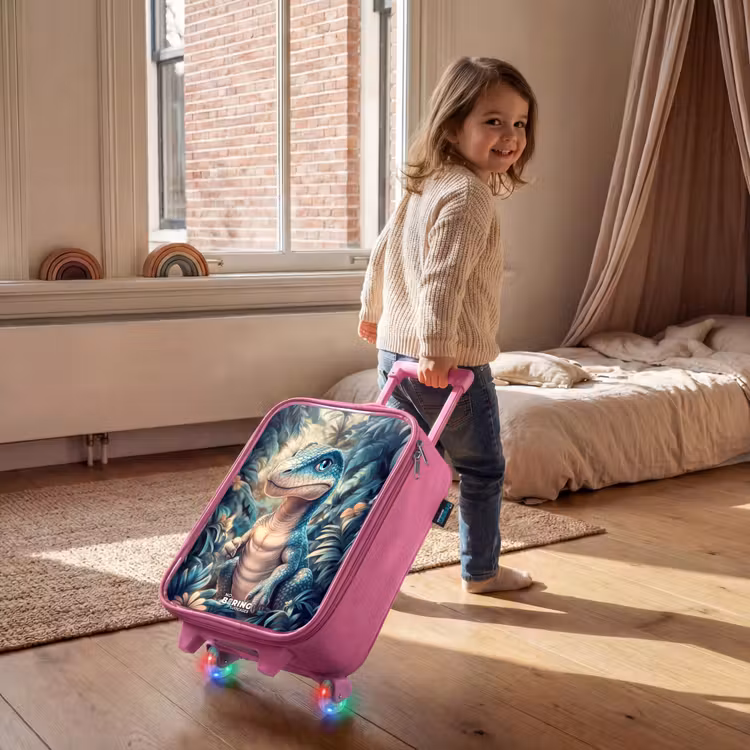 Dino in mystieke jungle met maanlicht Kinderkoffer - Roze klein -sfeer1
