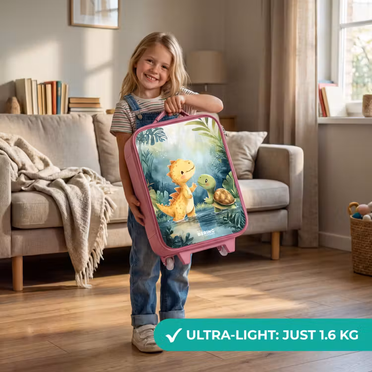 Dino - Schildpad - Jungle Kinderkoffer - Roze klein -sfeer2_EN