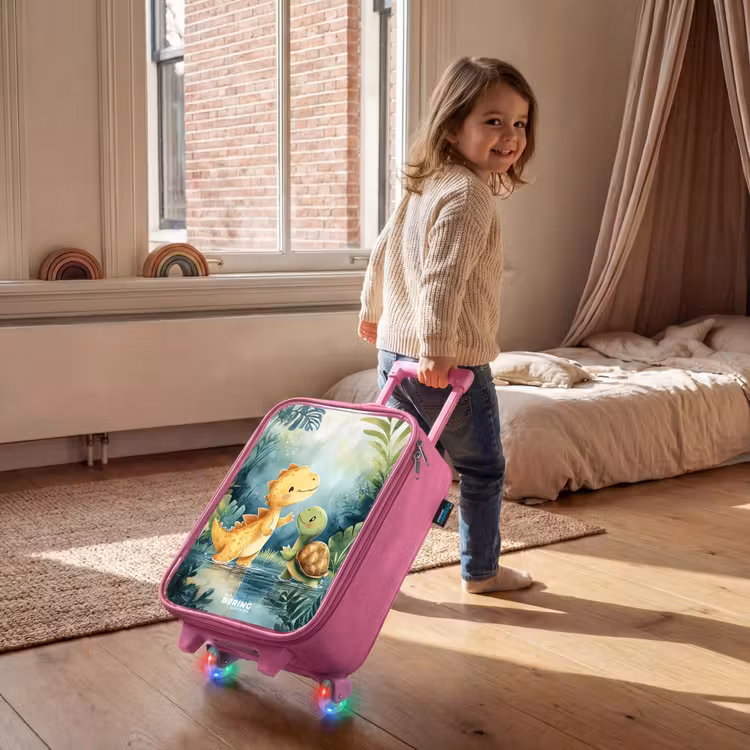 Dino - Schildpad - Jungle Kinderkoffer - Roze klein -sfeer1