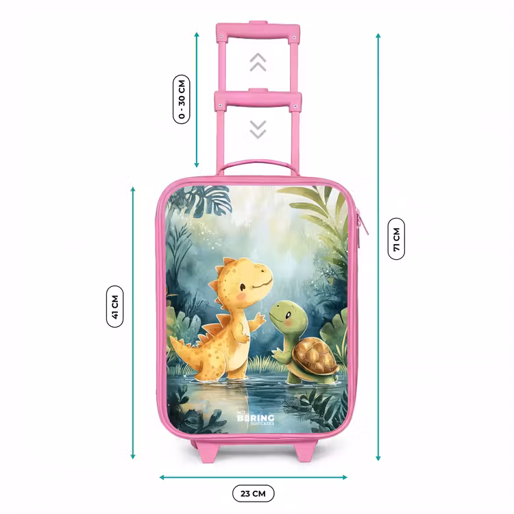 Dino - Schildpad - Jungle Kinderkoffer - Roze klein -productfoto_formaten