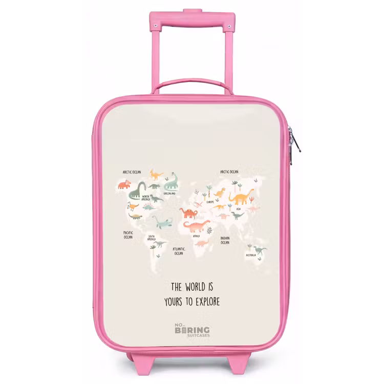 Dino wereldkaart Kinderkoffer - Roze klein -zz3dotto