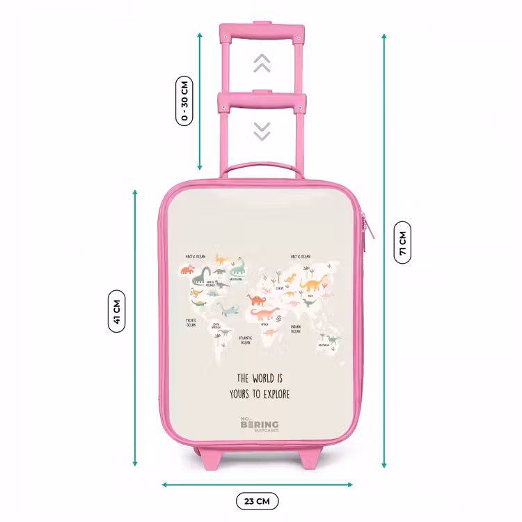 Dino wereldkaart Kinderkoffer - Roze klein -productfoto_formaten