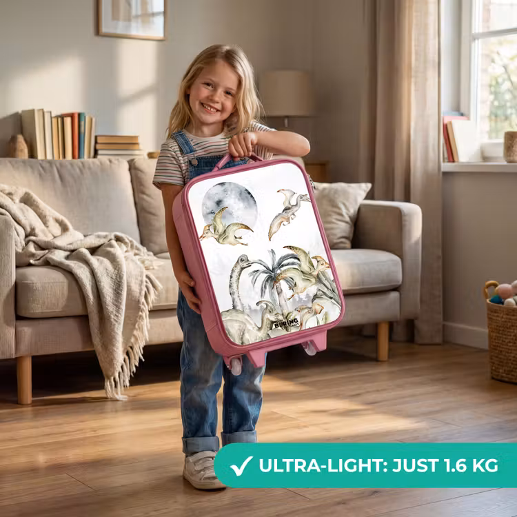 Dino's in de jungle Kinderkoffer - Roze klein -sfeer2_EN