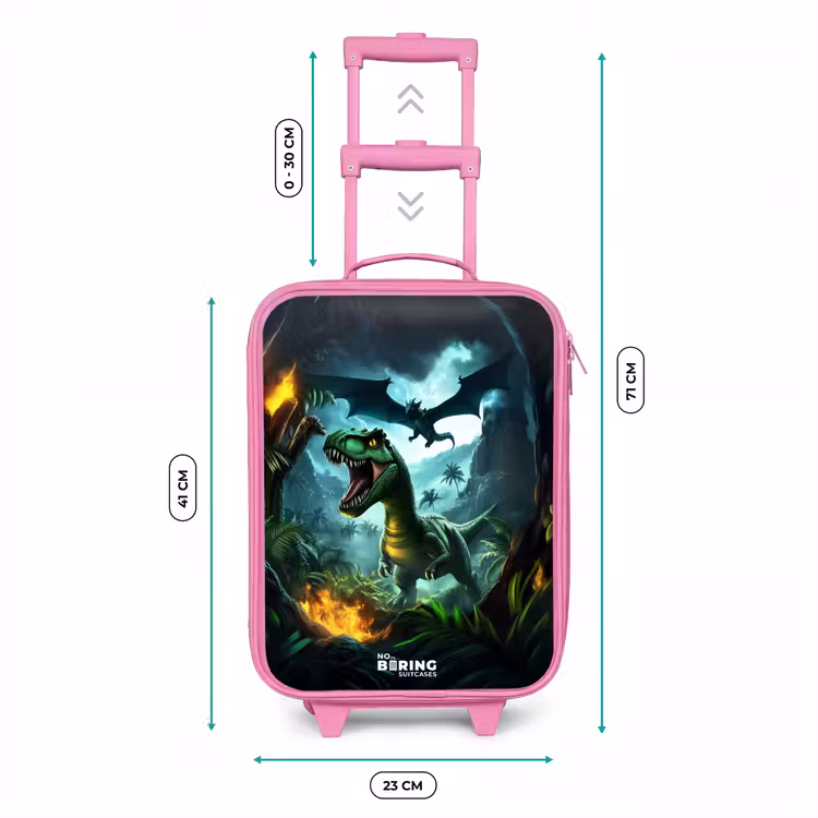 Dinosaurus en draak in vurige junglevallei Kinderkoffer - Roze klein -productfoto_formaten