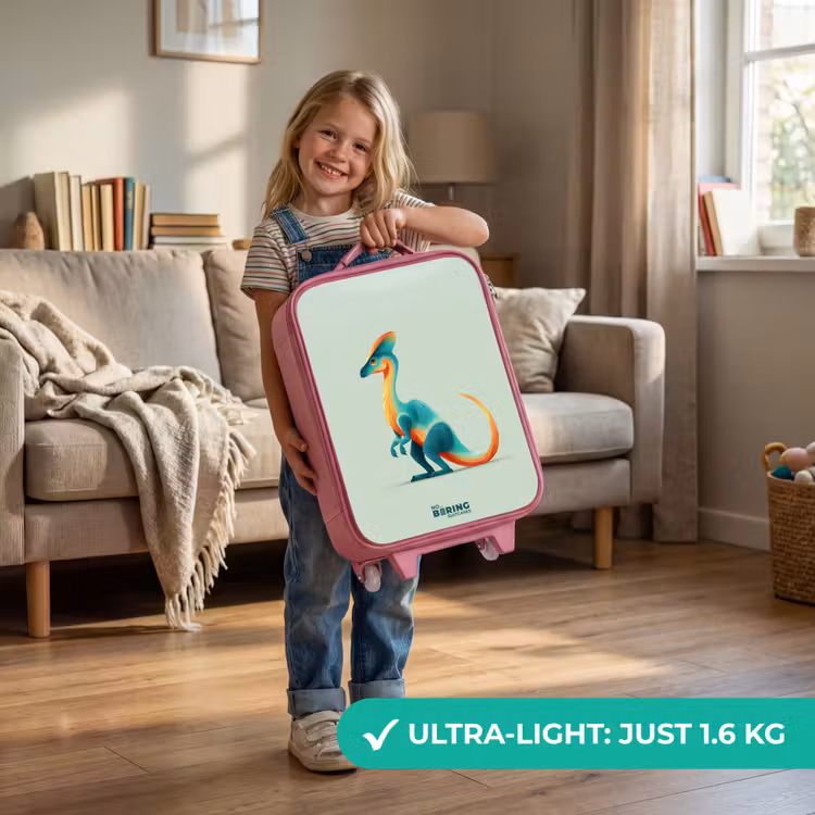 Elegante dino met kam Kinderkoffer - Roze klein -sfeer2_EN
