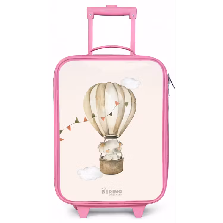 Olifant in een luchtballon Kinderkoffer - Roze klein -zz3dotto