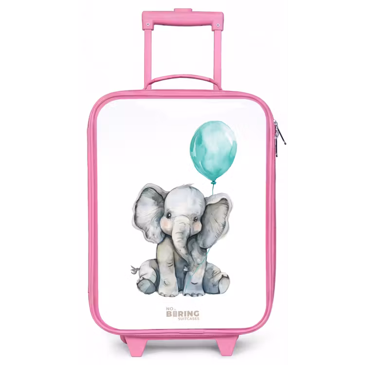 Olifant met blauwe ballon Kinderkoffer - Roze klein -zz3dotto