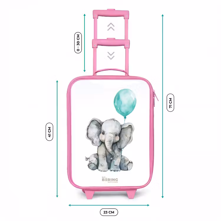 Olifant met blauwe ballon Kinderkoffer - Roze klein -productfoto_formaten