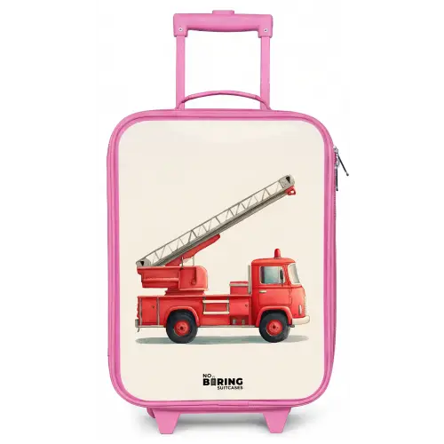 Brandweerwagen - Getekend - Rood Kinderkoffer - Roze klein -zz3dotto
