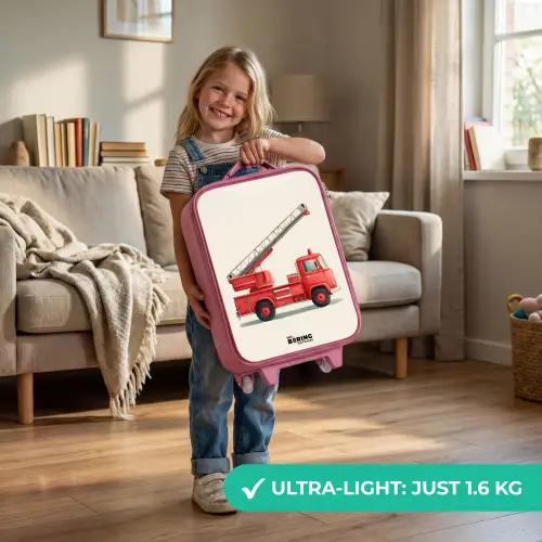 Brandweerwagen - Getekend - Rood Kinderkoffer - Roze klein -sfeer2_EN