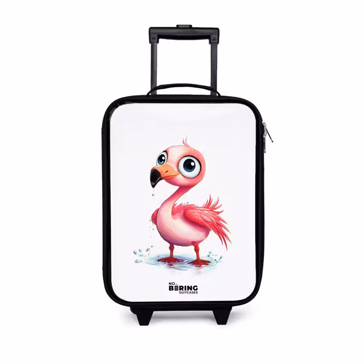 Roze flamingo in het water Kinderkoffer - Zwart klein -3d