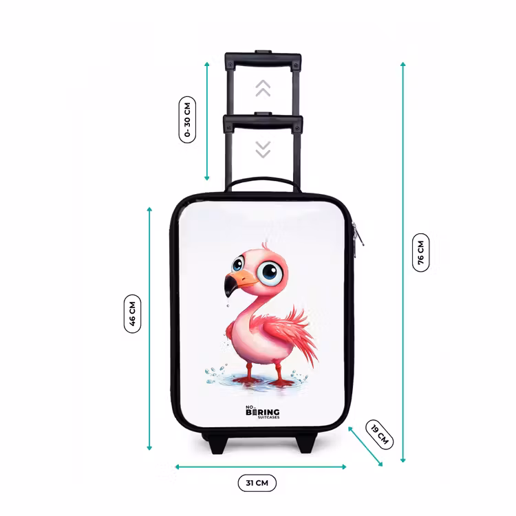 Roze flamingo in het water Kinderkoffer - Zwart klein -productfoto_formaten