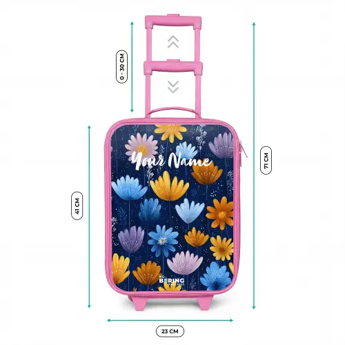 Bloemen op een donkerblauwe achtergrond Kinderkoffer - Roze klein -productfoto_formaten