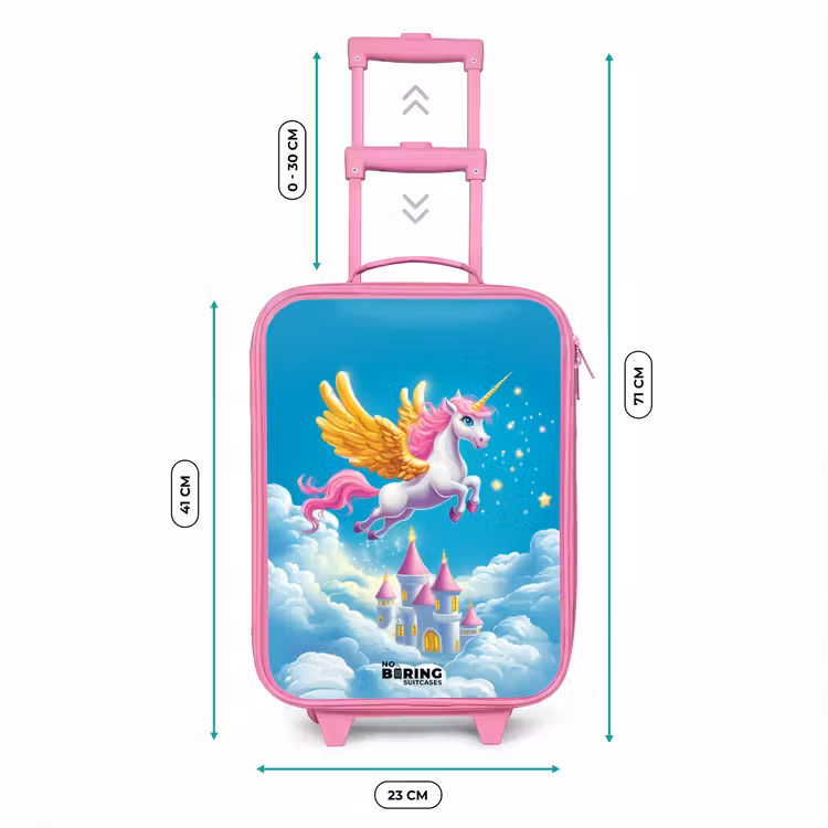 Vliegende eenhoorn met gouden vleugels boven kasteel Kinderkoffer - Roze klein -productfoto_formaten