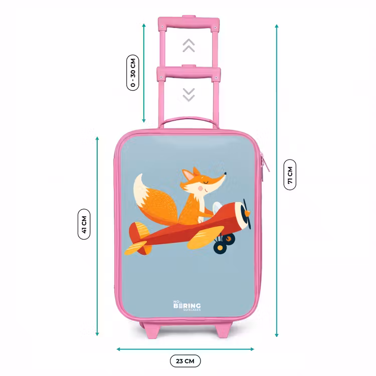 Vos - Vliegtuig - Vliegen Kinderkoffer - Roze klein -productfoto_formaten